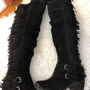 NAUGHTY MONKEY BLACK FRILLY FANTA BOOTS Size 7.5